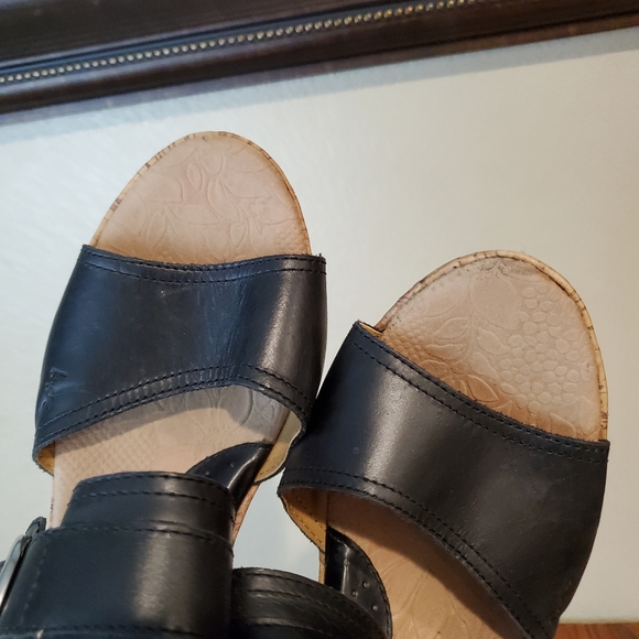 BOC Black Cork Wedges Leather Boho Sandals - Picture 7 of 9